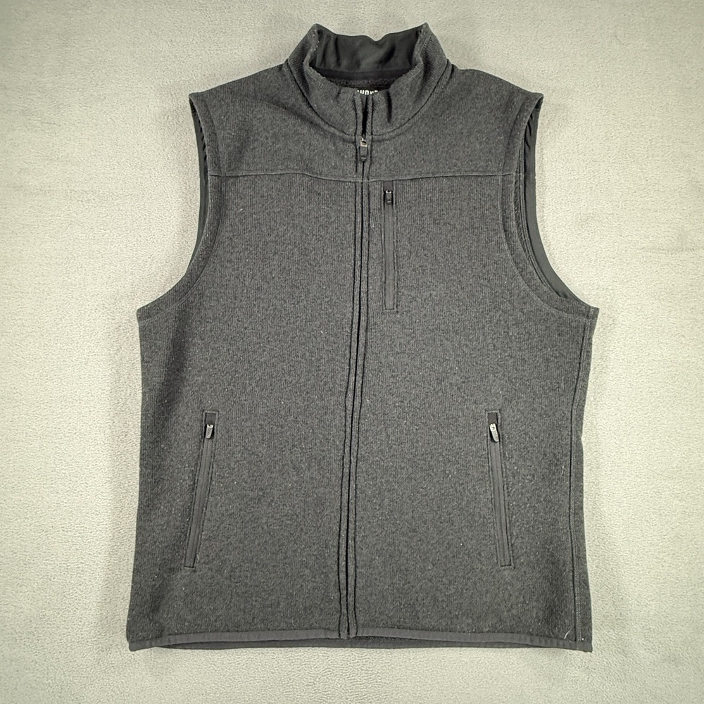 Rhone Top Flight Fleece Vest Men Large Black Full Zip Pocket Sweater Performance